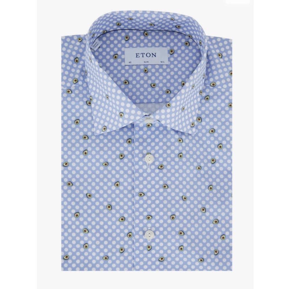 ETON Contemporary Fit Dress Shirt Men 15.75 40 Blue Avocado Geometric NWOT $265